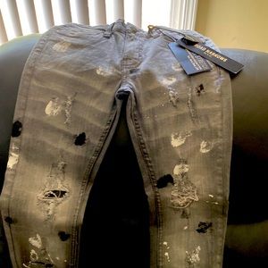 Paint Spattered Skinny Jeans. Gray Black and white. Brand new